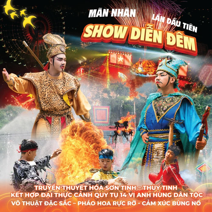 KDL Suối Tiên rực rỡ với show "Sơn Tinh – Thủy Tinh và 14 vị anh hùng dân tộc"